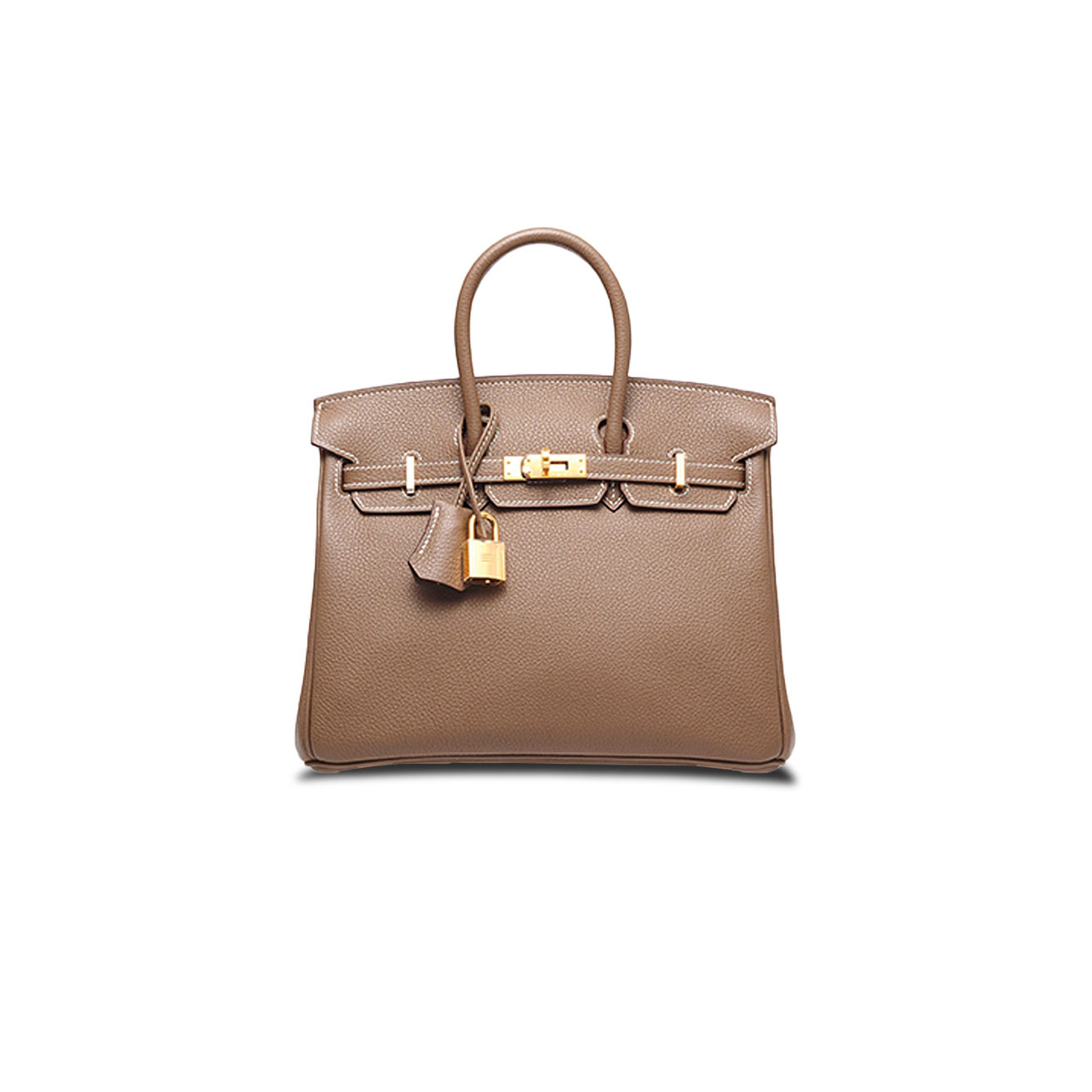 HERMES MASTER BIRKIN 25 EPSOM LEATHER MILK TEA GOLD BUCKLE HANDBAG 631655 (25*20*13cm)